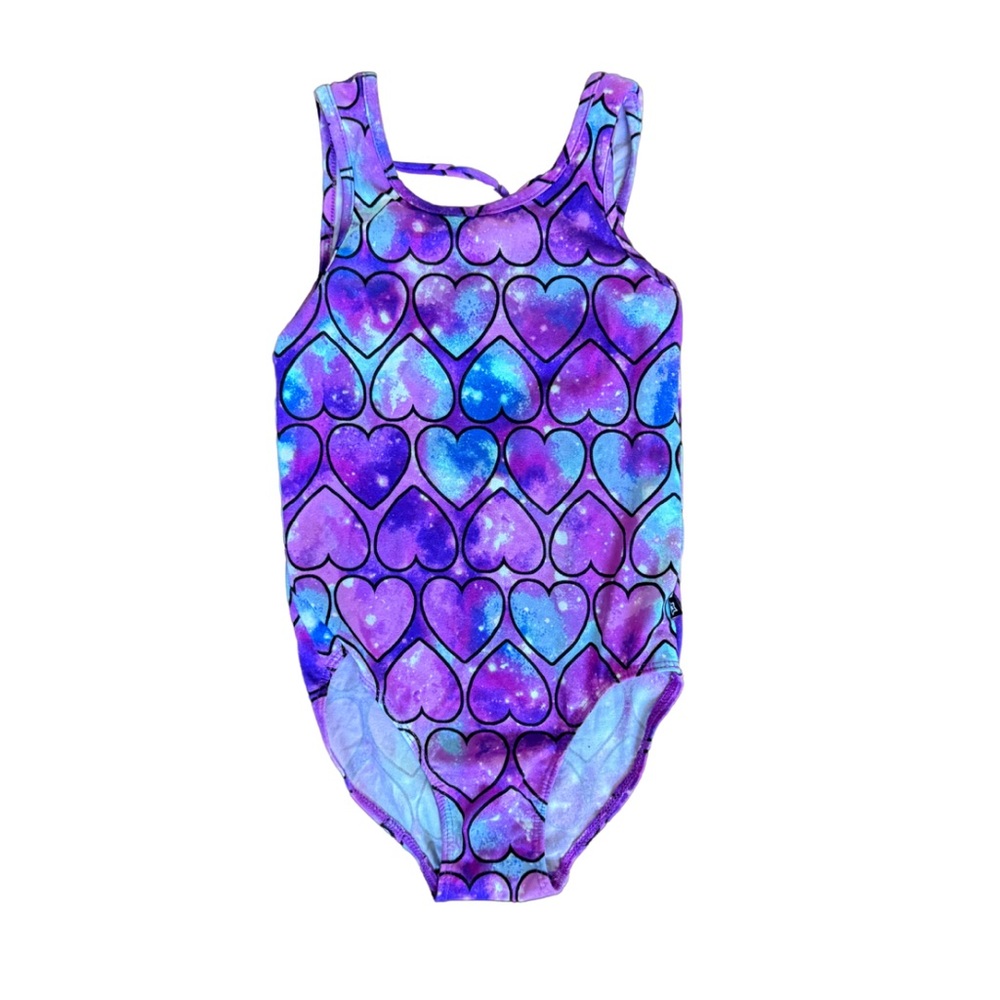 Pixielane girls cosmic hearts simply soft leotard sz 6 excellent condition